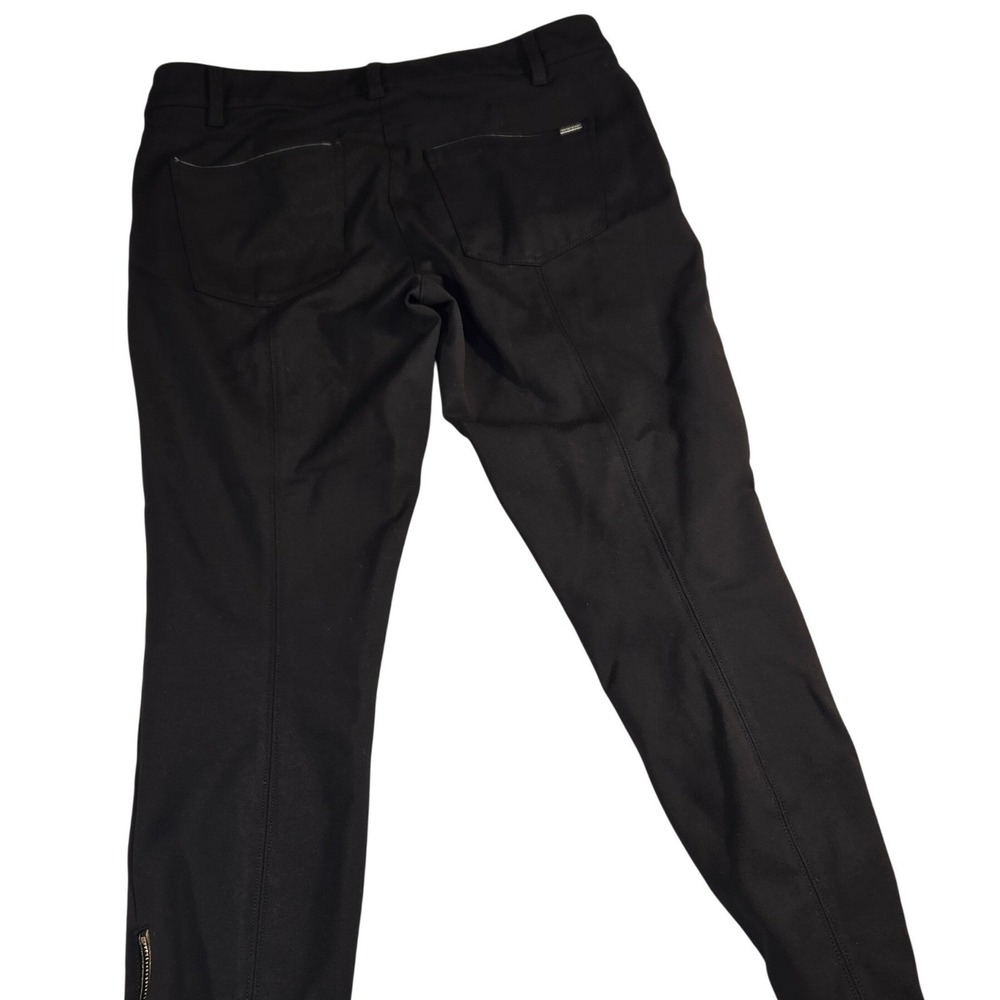 White‎ House Black Market The Skimmer Black Ankle Pants Gold Zip Hem Size 10